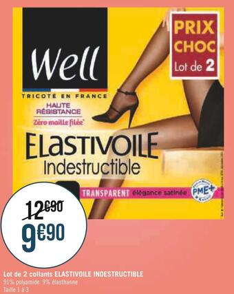 Géant Casino Well lot de 2 collants elastivoile indestructible offre