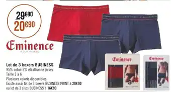 Géant Casino Eminence lot de 3 boxers business offre