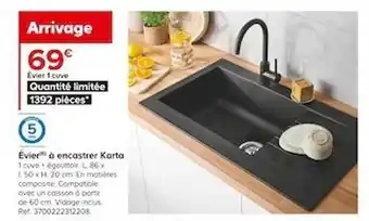 Castorama Évier 1 cuve à encastrer karta offre