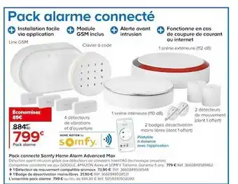 Castorama Pack connecté somfy home alarm advanced max offre