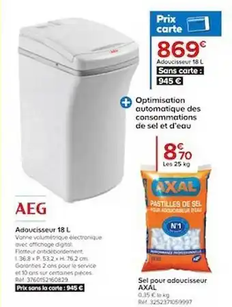 Castorama Adoucisseur 18l aeg offre
