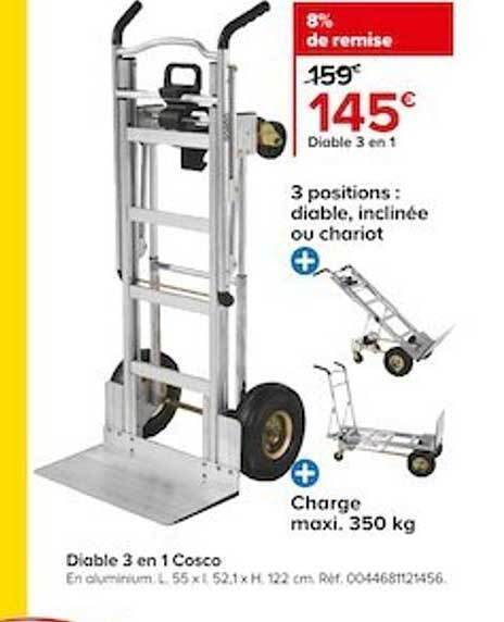 Promo Diable 3 en 1 cosco chez Castorama
