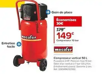 Castorama Compresseur 10 bar vertical 50l mecafer offre