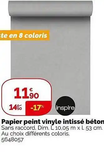 Weldom Papier peint vinyle intissé béton offre