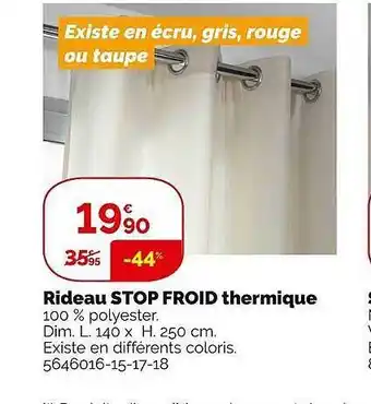 Weldom Rideau stop froid thermique offre