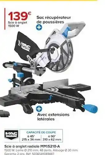 Castorama Scie à onglet radiale 1500w mac offre