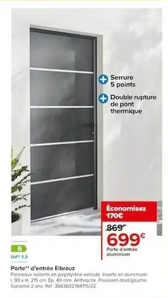 Castorama Porte d'entrée aluminium eilbrouz offre