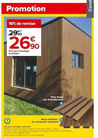 Castorama Clin pour bardage claire-vole offre