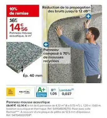 Castorama Panneau mousse acoustique offre