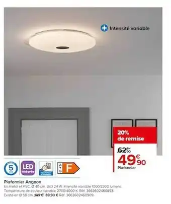 Castorama Plafonnier angoon offre