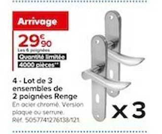 Castorama Lot de 3 ensembles de 2 poignées renge offre