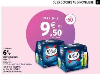 Intermarché Bière blonde 1664 offre