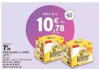 Intermarché Bière blonde la légère leffe offre