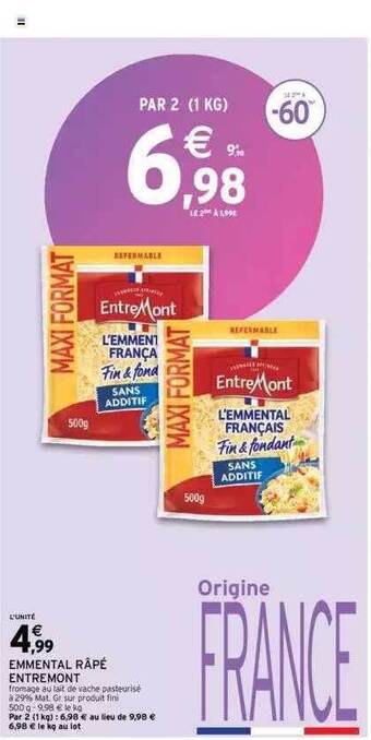 Intermarché Emmental râpé entremont offre