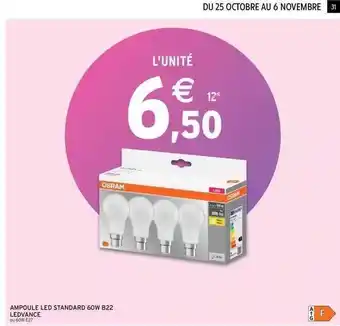 Intermarché Ampoule led standard 60w b22 ledvance offre