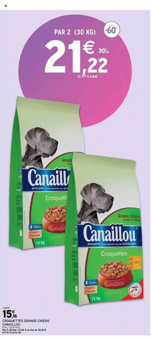 Intermarché Croquettes grands chiens canaillou offre