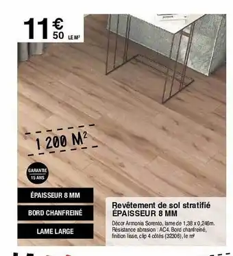 Chretien Matériaux Revêtement de sol stratifié épaisseur 8 mm offre