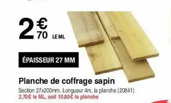 Planche de coffrage sapin