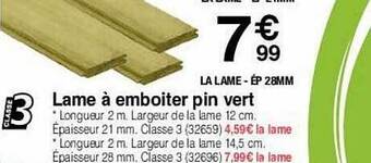 Lame à emboiter pin vert