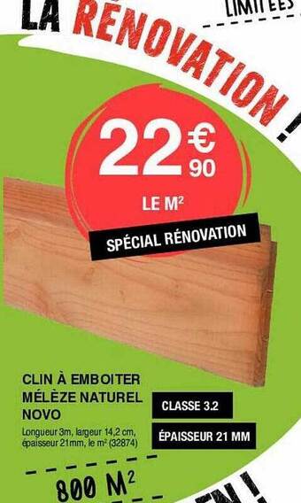 Clin à emboiter mélèze naturel novo