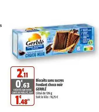 Coccinelle Express Biscuits sans sucres fondant choco noir gerblé offre