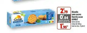 Coccinelle Express Biscuits sans sucres fourrés cacao gerblé offre