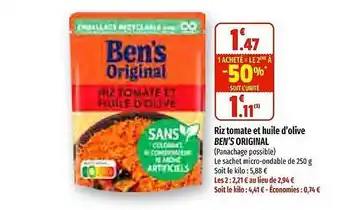 Coccinelle Express Riz tomate et huile d'olive ben's original offre