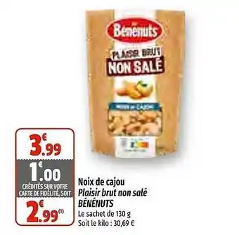 Coccinelle Express Noix de cajou plaisir brut non salé bénénuts offre