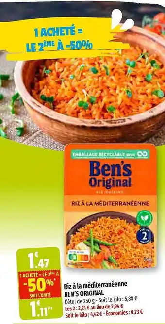 Coccinelle Express Riz à la méditerranéenne ben's original offre
