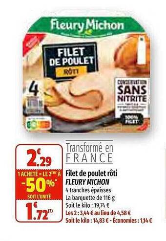 Filet de poulet rĂŽti fleury michon