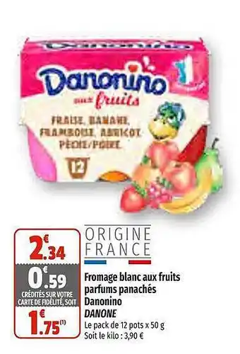 Coccinelle Express Fromage blanc aux fruits parfums panachés danonino danone offre