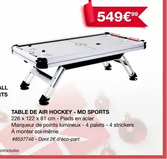 Costco Table de air hockey - md sports offre
