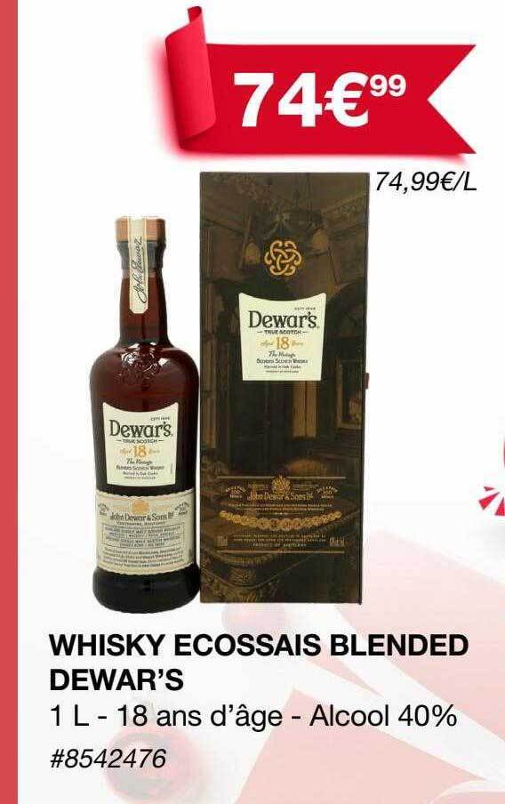 Promo Whisky ecossais blended dewar's chez Costco