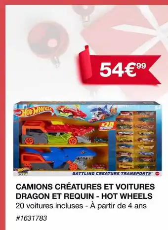 Camions créatures et voitures dragon et requin - hot wheels