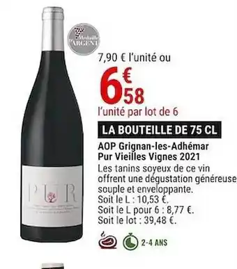 Gamm vert Aop grignan-les-adhémar pur vieilles vignes 2021 offre