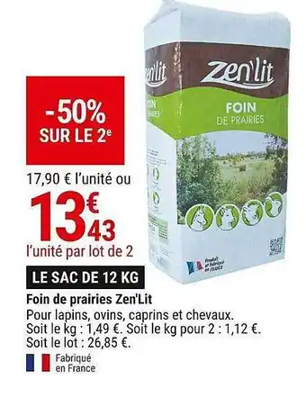 Gamm vert Foin de prairies zen'lit offre