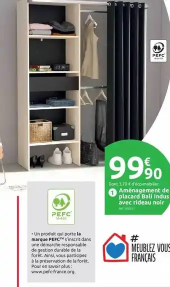 Mr Bricolage Aménagement de placard bali indus avec rideau noi r offre