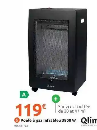 Mr Bricolage Poêle à gaz infrableu 3800 w qlima offre