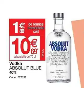 Promocash Vodka absolut blue offre
