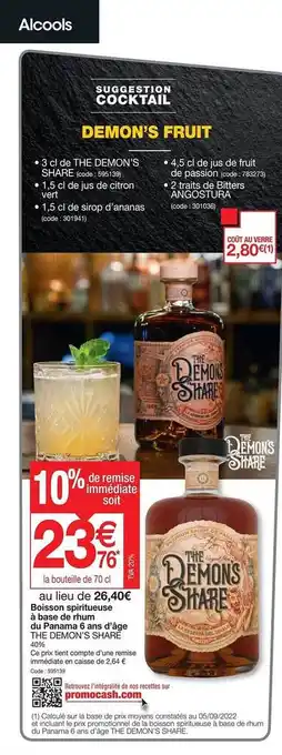 Promocash Boisson spiritueuse à base de rhum du panama 6 ans d'âge the demon's share offre