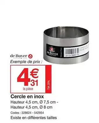 Promocash Cercle en inox offre