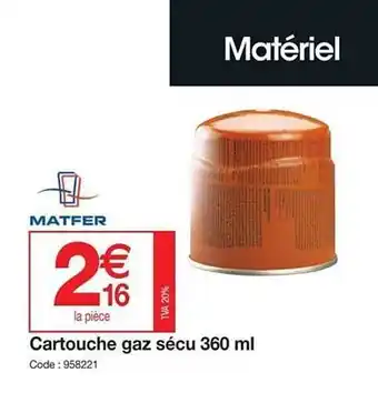 Promocash Cartouche gaz sécu 360 ml offre
