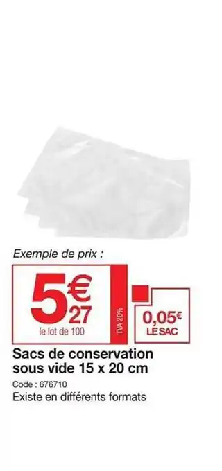 Promocash Sacs de conservation sous vide 15 x 20 cm offre