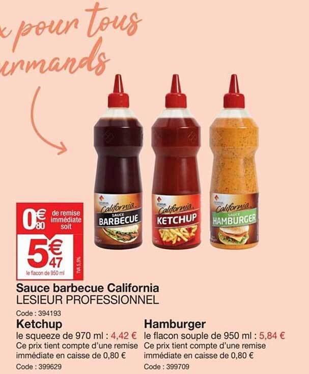 Promo Sauce barbecue california lesieur professionnel, ketchup