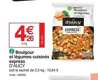 Promocash Boulgour et légumes cuisinés express d'aucy offre