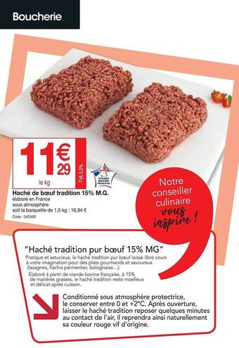 Promocash Haché de boeuf tradition 15% m.g. offre