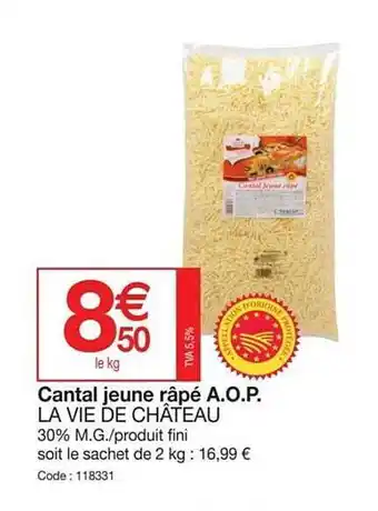 Promocash Cantal jeune râpé a.o.p. le vie de château offre