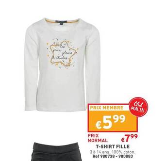Trafic T-shirt fille offre