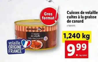 Lidl Cuisses de volaille cuites à la graisse de canard offre