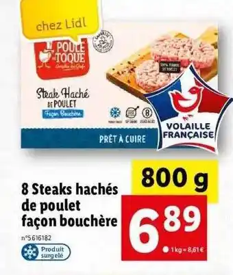 Lidl 8 steaks hachés de poulet façon bouchère offre